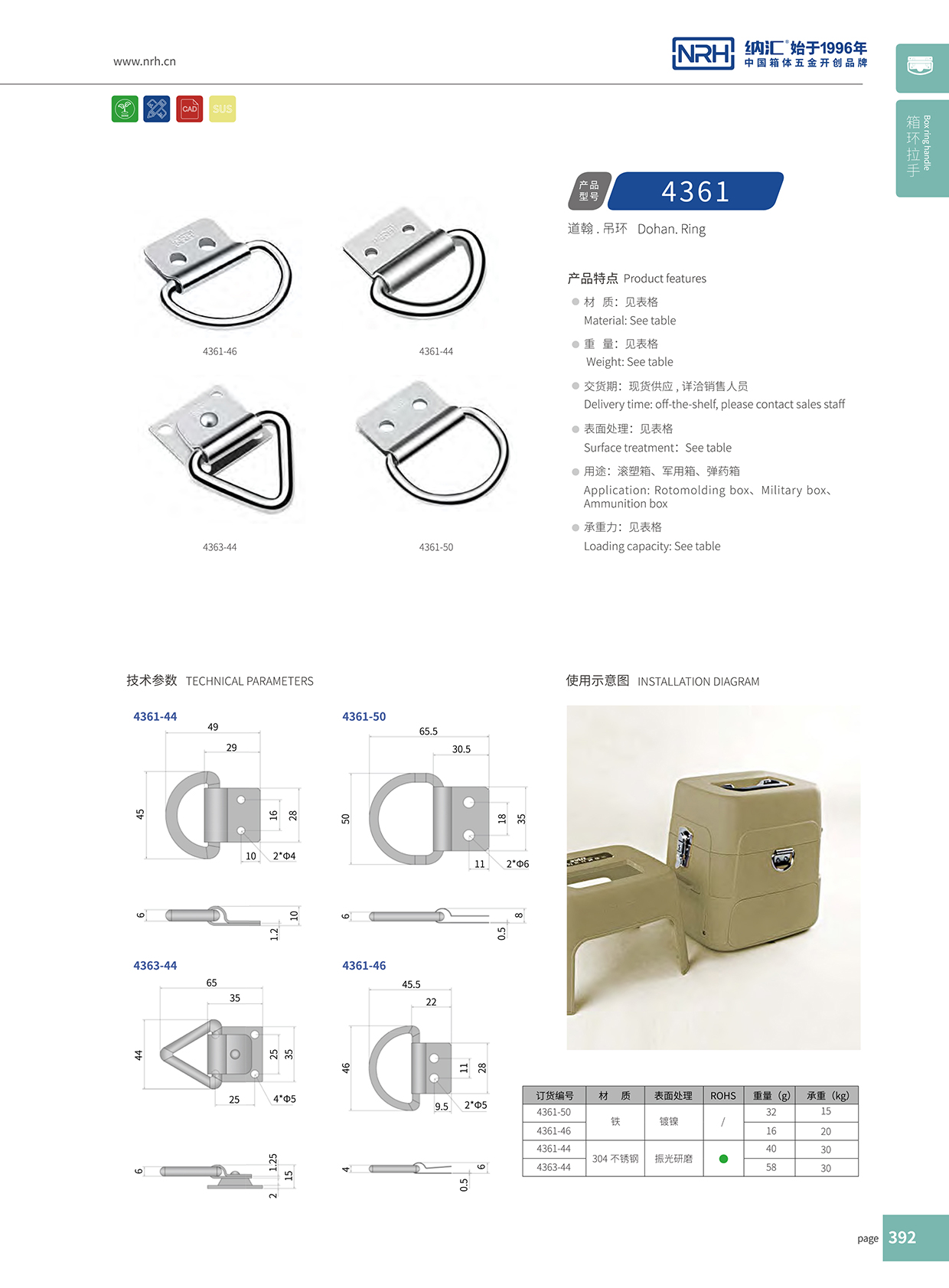 草莓污视频/NRH 滾塑箱吊環 4363-44