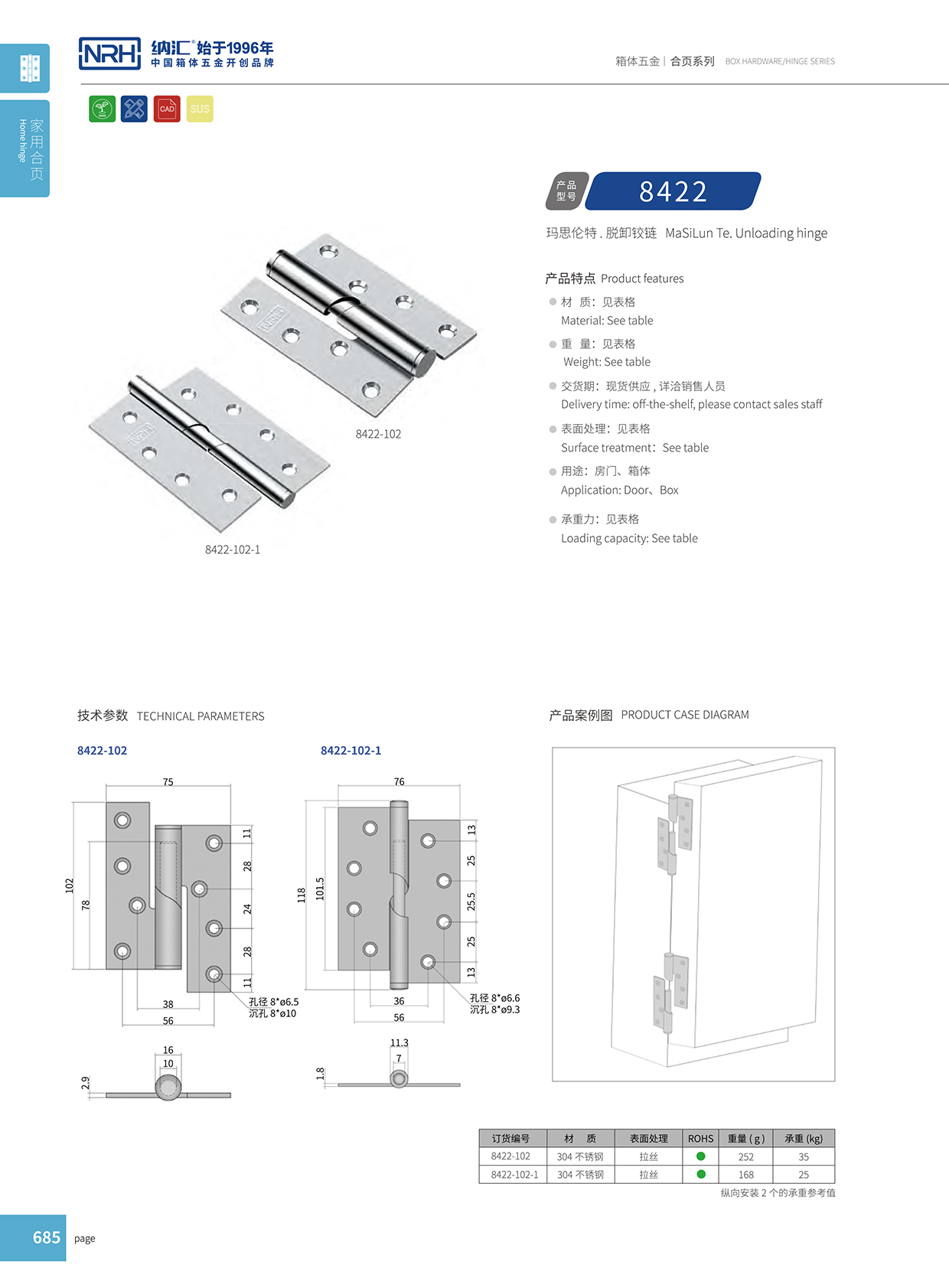 草莓污视频/NRH 8422-102-1 通信櫃鉸鏈